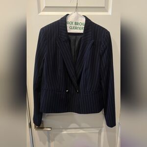 DKNY Dark Blue Striped Jacket Size 14
